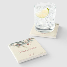 Personalized Woodland Happy Holidays Steinuntersetzer