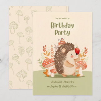 Personalized Woodland Hedgehog Birthday Invitation Einladung