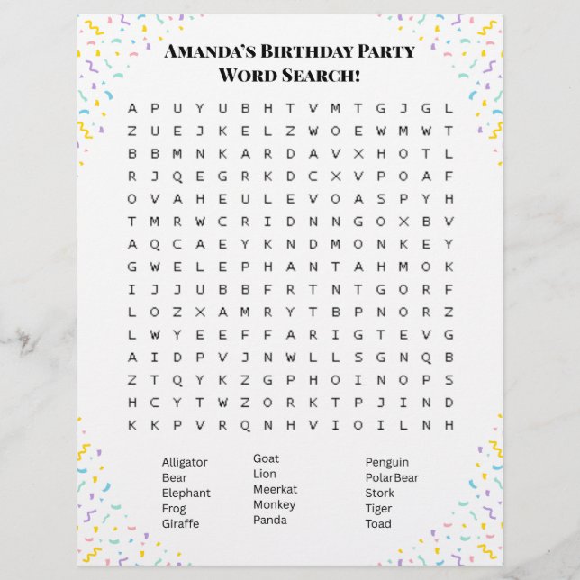 Personalized Word Search Puzzle | Double-Side Flyer (Vorne)