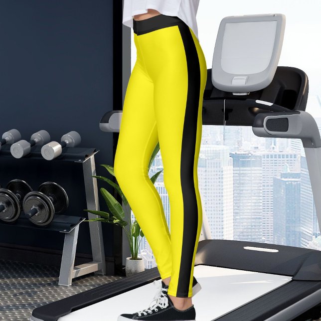 Personalized Yellow And Black Stripes Custom Made Leggings (Von Creator hochgeladen)