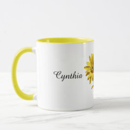 Personalized Yellow Daisy Floral Tasse