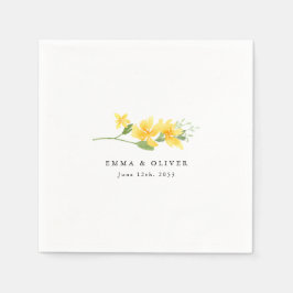 Personalized Yellow Floral Rose Wedding Napkins Serviette