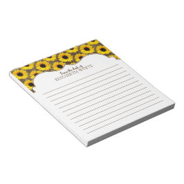 Personalized Yellow Sunflower Wood Pattern Notizblock