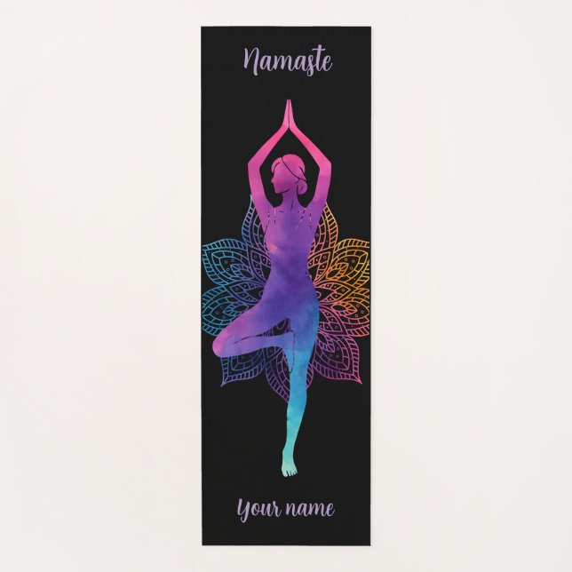 Personalized Yoga Mat – Colorful Yoga Pose Yogamatte (Vorderseite)