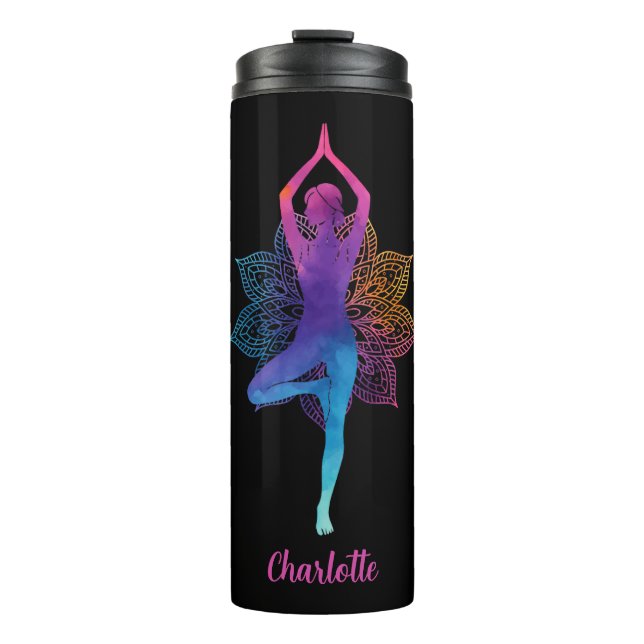 Personalized Yoga Thermal Tumbler – Add Your Name Thermosbecher (Vorderseite)