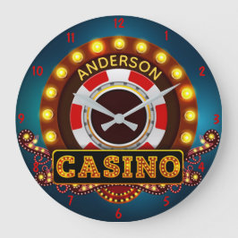 Personalized YOUR NAME Casino Game Room Custom Große Wanduhr