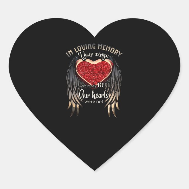 Personalized Your Wings Were Ready But Our Hearts Herz-Aufkleber (Vorderseite)