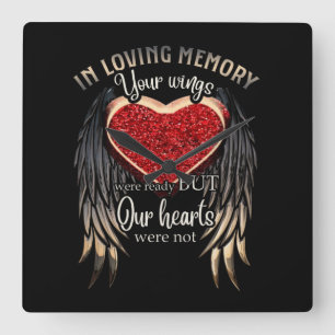 Personalized Your Wings Were Ready But Our Hearts Quadratische Wanduhr
