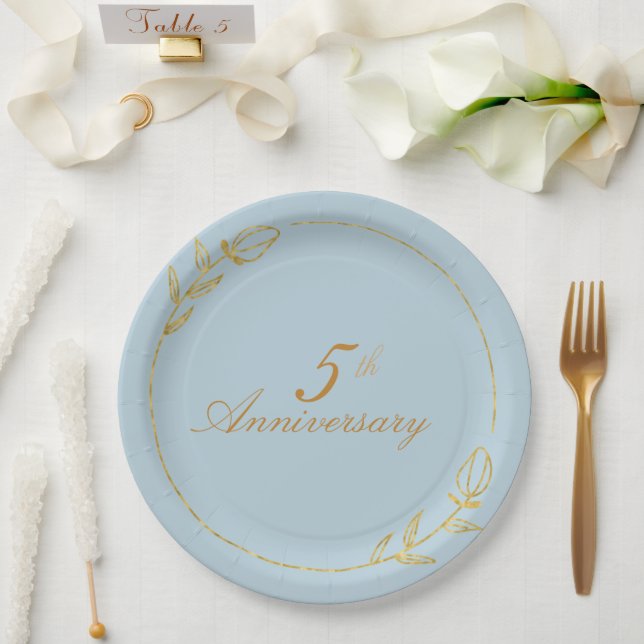 Personalizes Anniversary with Golden Frame Pappteller (Hochzeit)