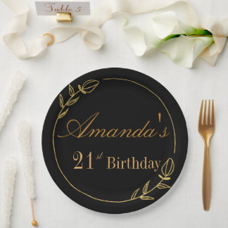 Personalizes Birthday with Golden Frame Pappteller