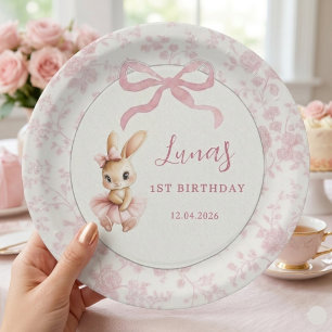 Personeller rosa-Hasen-Erstgeburtstags-Party-Telle Pappteller