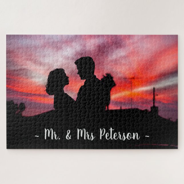 Personenname für mehrere Fotos Spaß Spielabend Puzzle (Horizontal)