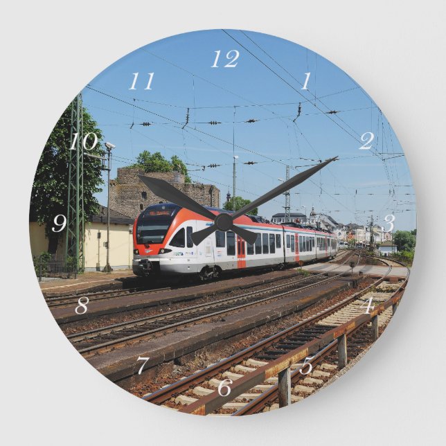 Personenzug in Rüdesheim am Rhein Große Wanduhr (Vorderseite)