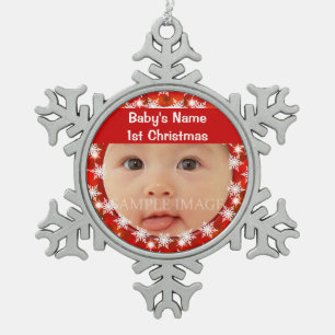 Personifizieren erstes Foto des Babys Weihnachts Schneeflocken Zinn-Ornament