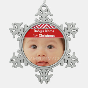 Personifizieren erstes Foto des Babys Weihnachts Schneeflocken Zinn-Ornament