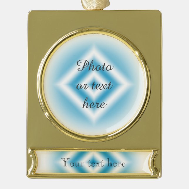 Personifizieren-Himmel blaue Diamantsteigung Banner-Ornament Gold (Vorderseite)