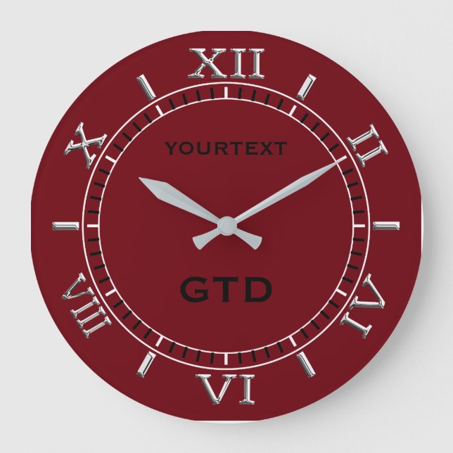 Personifizieren rote Dekor-Skala Burgunders leicht Große Wanduhr (Vorderseite)
