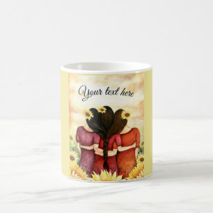 Personifizieren Sie beste Freund-Schwestern der Kaffeetasse