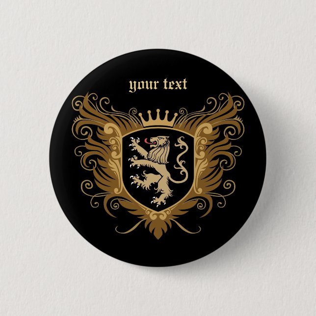 Personifizieren Sie das Löwe-Wappen [dunkel] Button (Vorderseite)