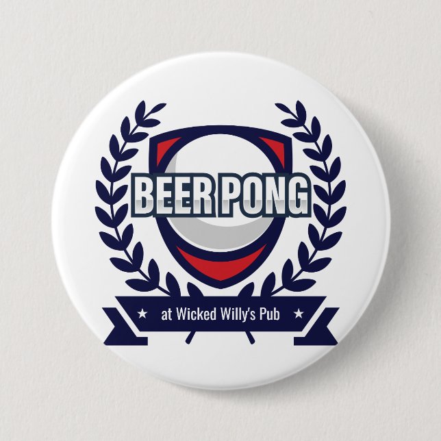 Personifizieren Sie dieses Bier Pong Logo Button (Vorderseite)