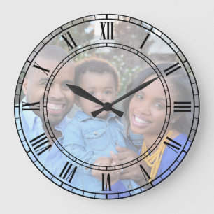 Personifizieren Sie Familien-Foto Große Wanduhr