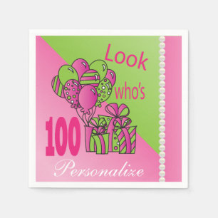 Personifizieren Sie Geburtstag - Blick, der 100 Serviette