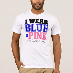 Personifizieren Sie mich tragen blauen u. rosa T-Shirt