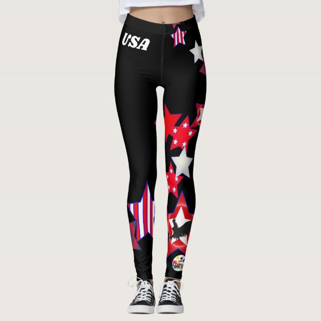 Personifizieren Sie patriotische USA-Flagge Juli Leggings (Vorderseite)