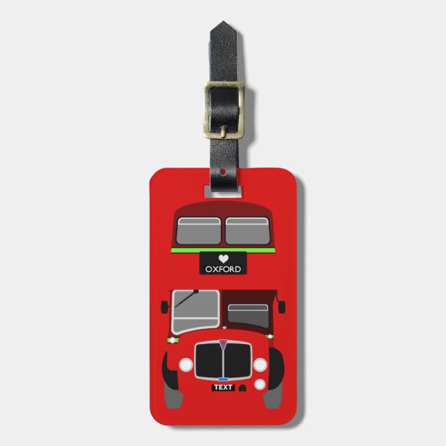 Personifizieren Sie Retro Oxford-Doppeldeckerbus Gepäckanhänger (Vorderseite vertikal)
