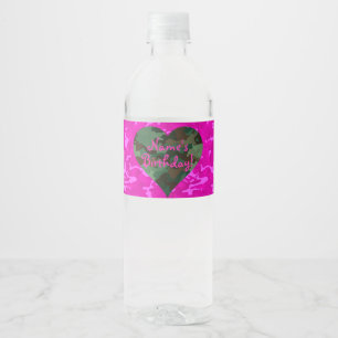 Personifizieren Sie - rosa Camouflage Wasserflaschenetikett
