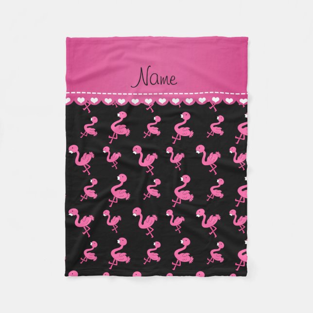 Personifizieren Sie schwarze rosa Namensflamingos Fleecedecke (Vorderseite)