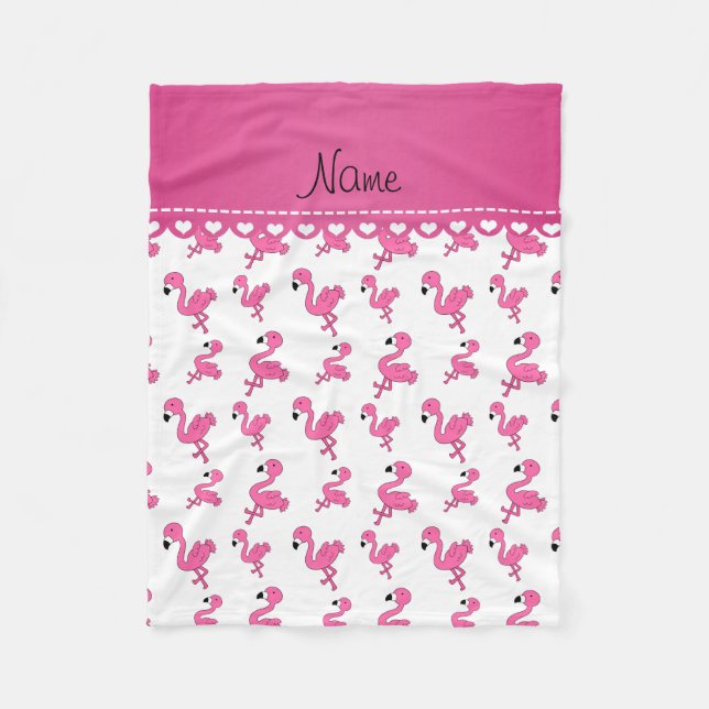 Personifizieren Sie weiße rosa Namensflamingos Fleecedecke (Vorderseite)