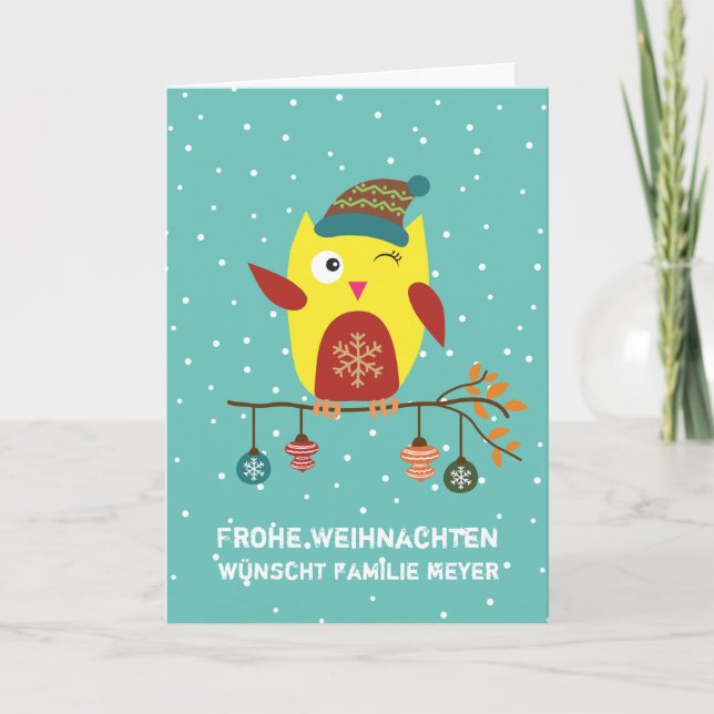 Personises Süsse Weihnachts Eule Feiertagskarte (Vorderseite)
