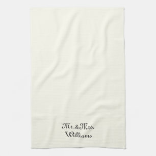 Personize Couple's Nachname Mr. & Mrs. Elfenbein Geschirrtuch