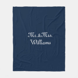 Personize Couple's Nachname, Mr. & Mrs. navy blue Fleecedecke
