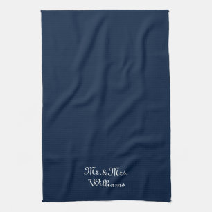Personize Couple's Nachname Mr. & Mrs. navy blue Geschirrtuch