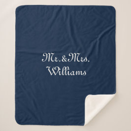 Personize Couple's Nachname, Mr. & Mrs. navy blue Sherpadecke