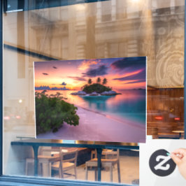 Persönlich auf Ihren eigenen Strand am Sonnenunter Fensteraufkleber