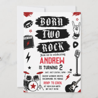 Persönlich Geboren Two Rock Geburtstag Einladung