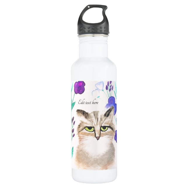Persönlich - Niedliche Katze Wasserflasche Edelstahlflasche (Vorderseite)