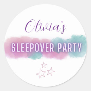 Persönlich personalisiertes "Sleepover-Party"   Pa Runder Aufkleber