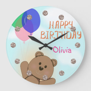 Persönlich, persönlich, Geburtstag, Teddy Bären Große Wanduhr