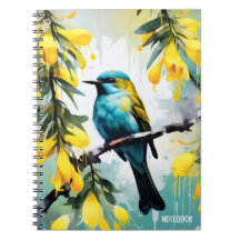 PERSÖNLICH: Vögel + Gelbe Blumen | Notizbuch