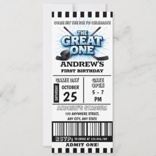 Persönliche 1. Geburtstags-Hockey-Ticket-Party Einladung
