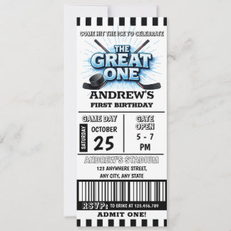 Persönliche 1. Geburtstags-Hockey-Ticket-Party Einladung
