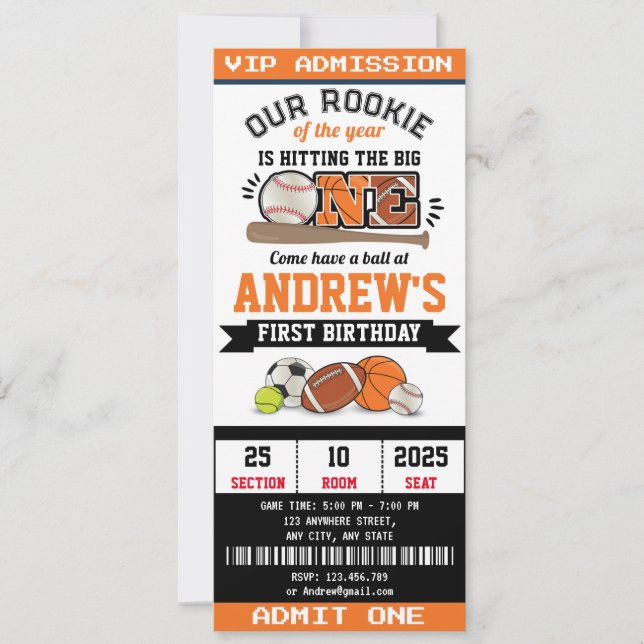 Persönliche All Star Sport Einladung zum ersten Ge (Vorderseite)