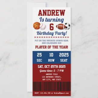Persönliche All-Star-Sport-Erstgeburtstagseinladun Einladung