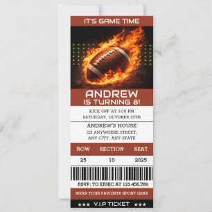 Persönliche American Football Theme Ticket Geburts Einladung