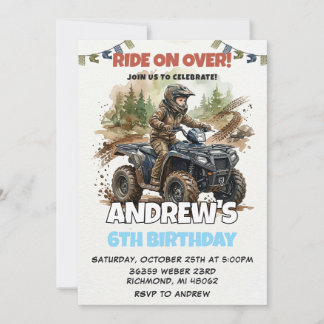 Persönliche ATV-Motorrad moderne Geburtstagseinlad Einladung