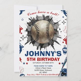 Persönliche Baseball-Geburtstagsparty-Einladung Einladung